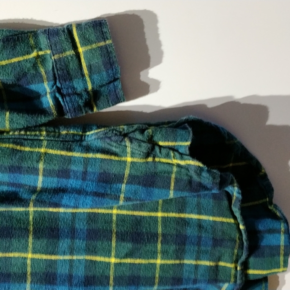 Joe Fresh Green Blue Yellow plaid Cotton button down longsleeve shirt size S - Picture 4 of 6